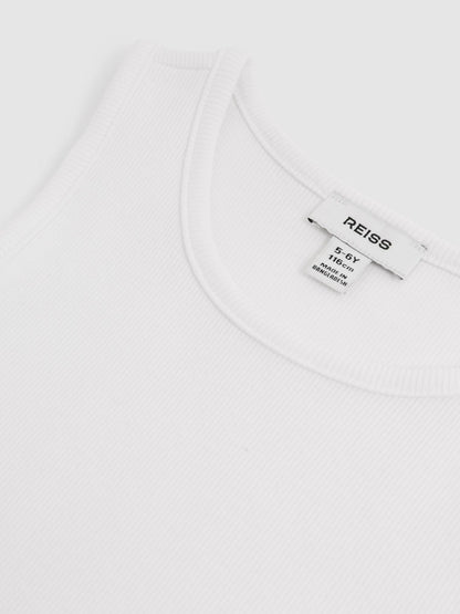 Reiss 9-13 yrs Cotton Stretch Ribbed Vest 3 Pack in White