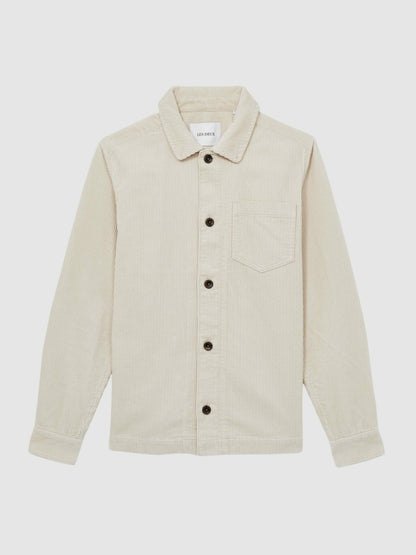 Reiss Les Deux Cotton Corduroy Overshirt in Ivory