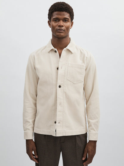 Reiss Les Deux Cotton Corduroy Overshirt in Ivory