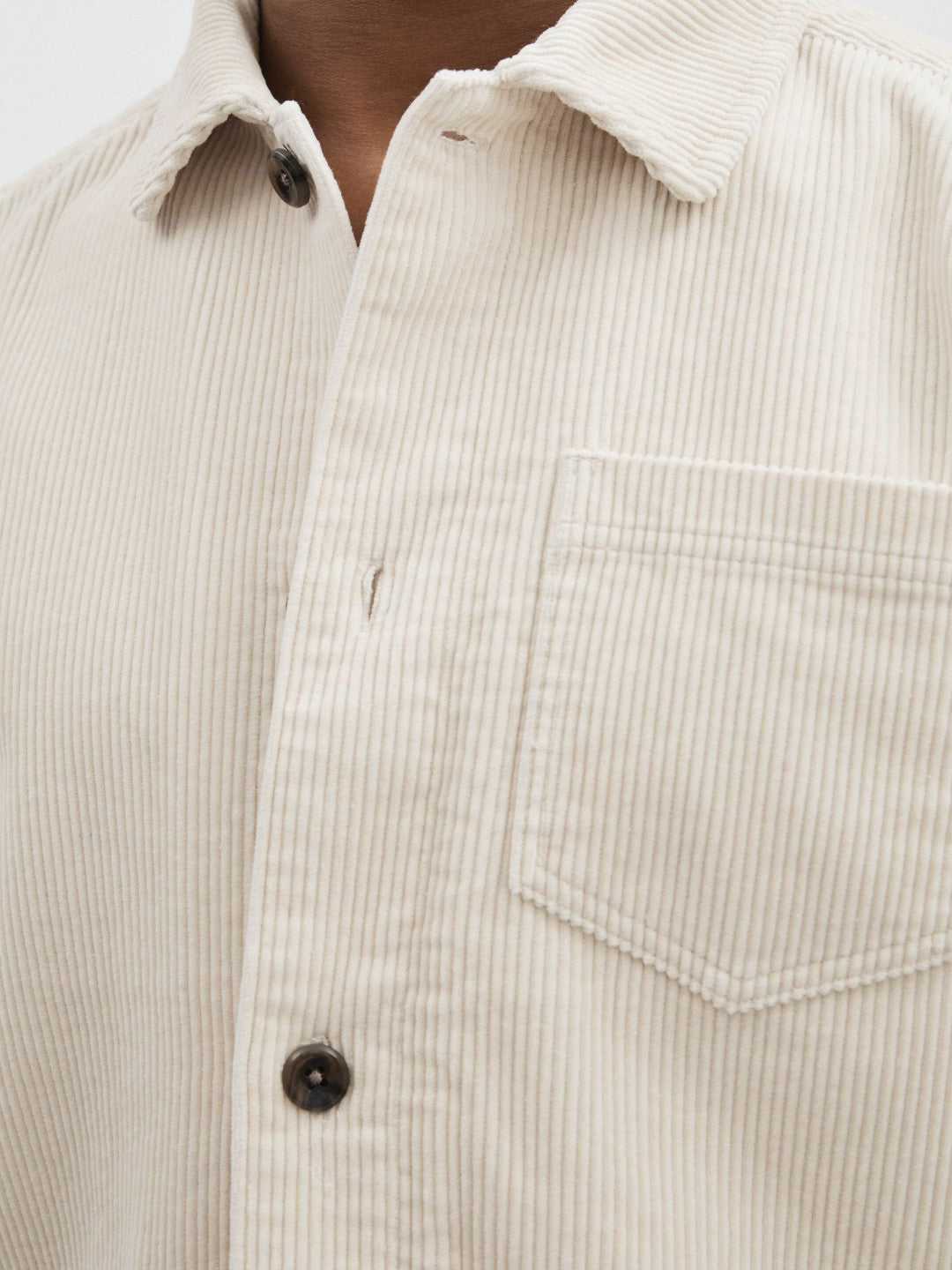 Reiss Les Deux Cotton Corduroy Overshirt in Ivory