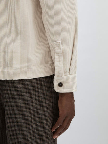 Reiss Les Deux Cotton Corduroy Overshirt in Ivory