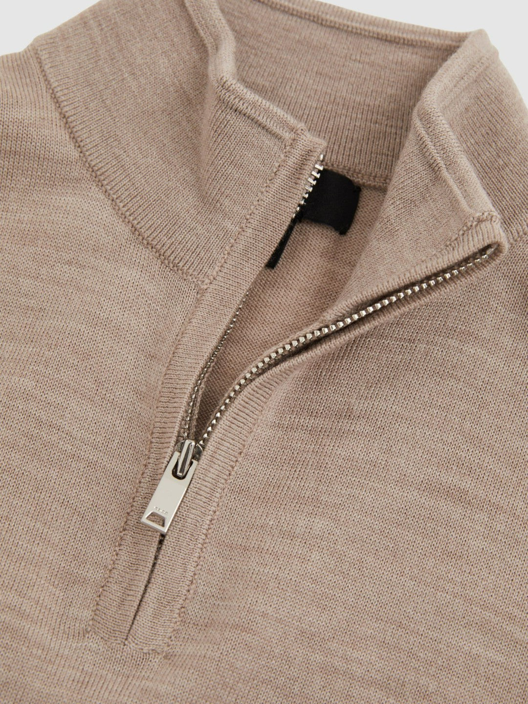 Reiss 3-9 yrs Merino Wool Half-Zip Funnel Neck Jumper in Wheat Melange