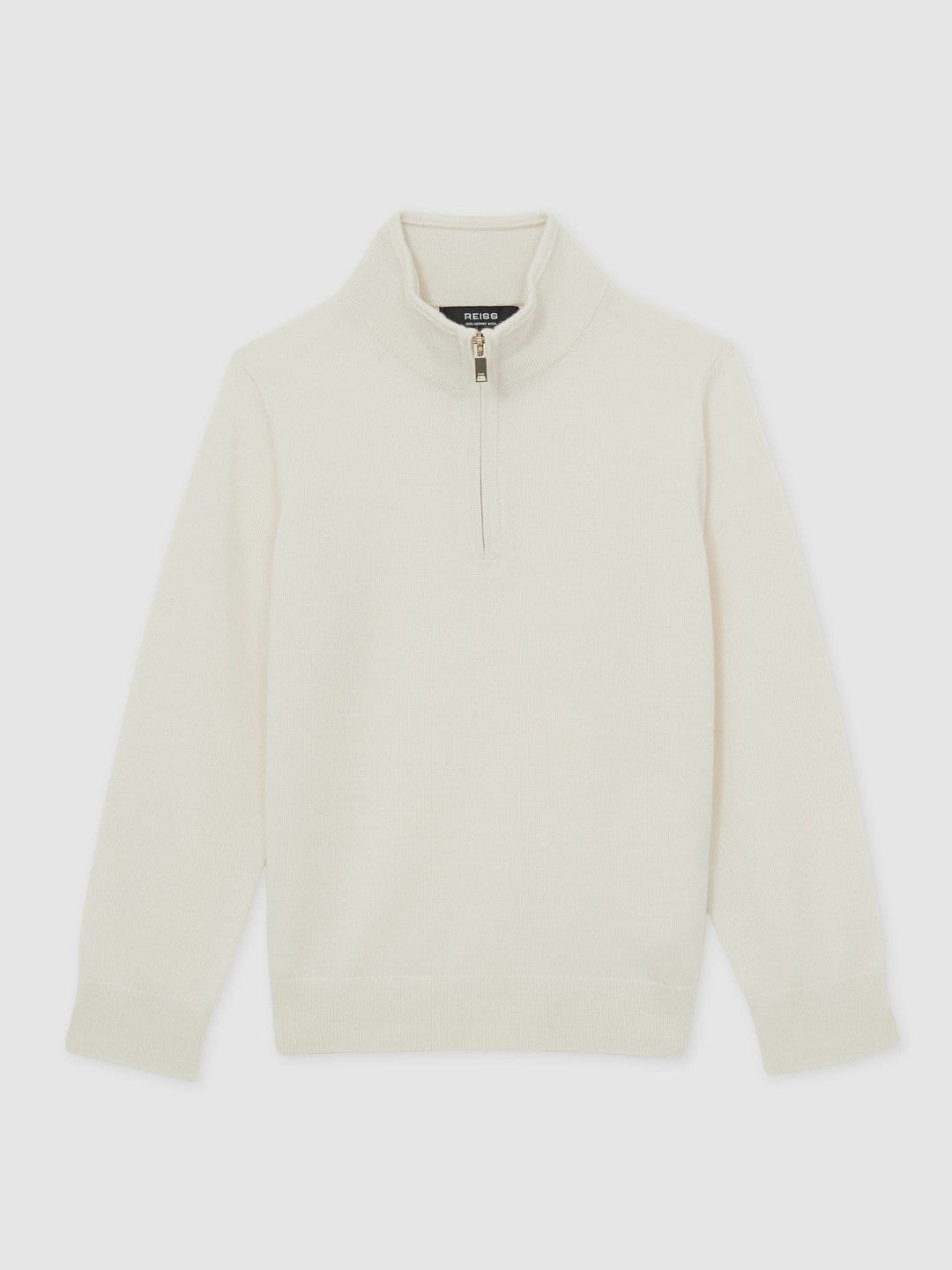 Reiss 3-9 yrs Merino Wool Half-Zip Funnel Neck Jumper in Snow