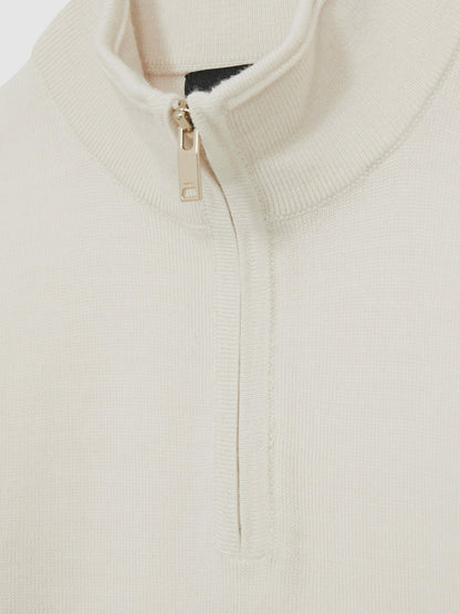 Reiss 3-9 yrs Merino Wool Half-Zip Funnel Neck Jumper in Snow