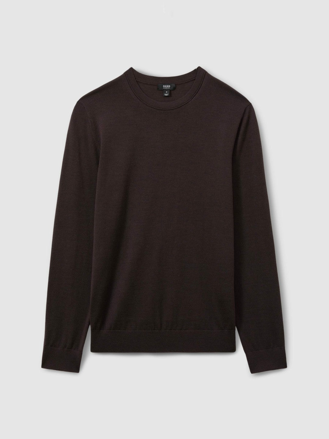 Reiss Merino Wool Crew Neck Jumper in Dark Bordeaux