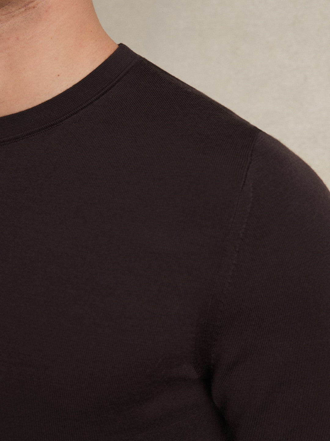 Reiss Merino Wool Crew Neck Jumper in Dark Bordeaux