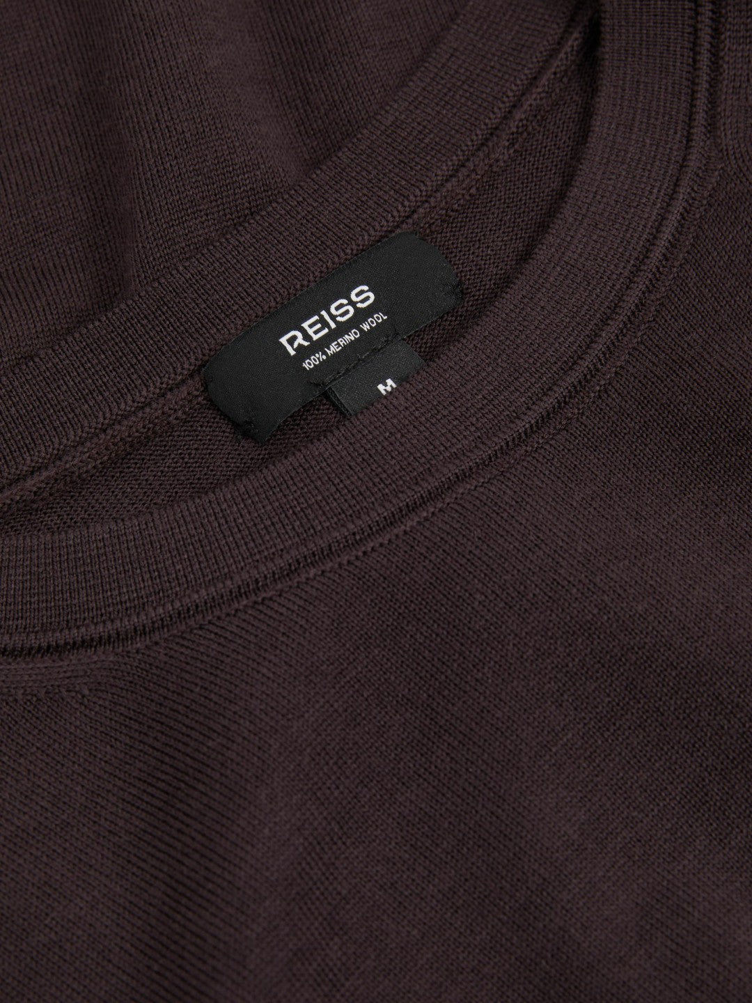 Reiss Merino Wool Crew Neck Jumper in Dark Bordeaux