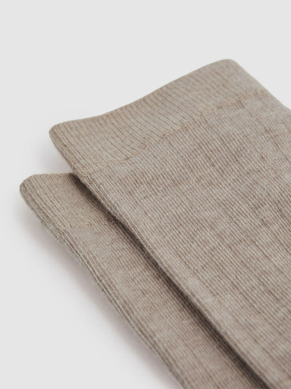 Reiss Cotton Blend Ribbed Loafer Socks in Neutral