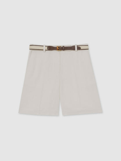 Reiss Petite Linen-Blend Bermuda Shorts in White
