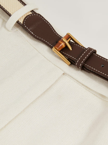 Reiss Petite Linen-Blend Bermuda Shorts in White