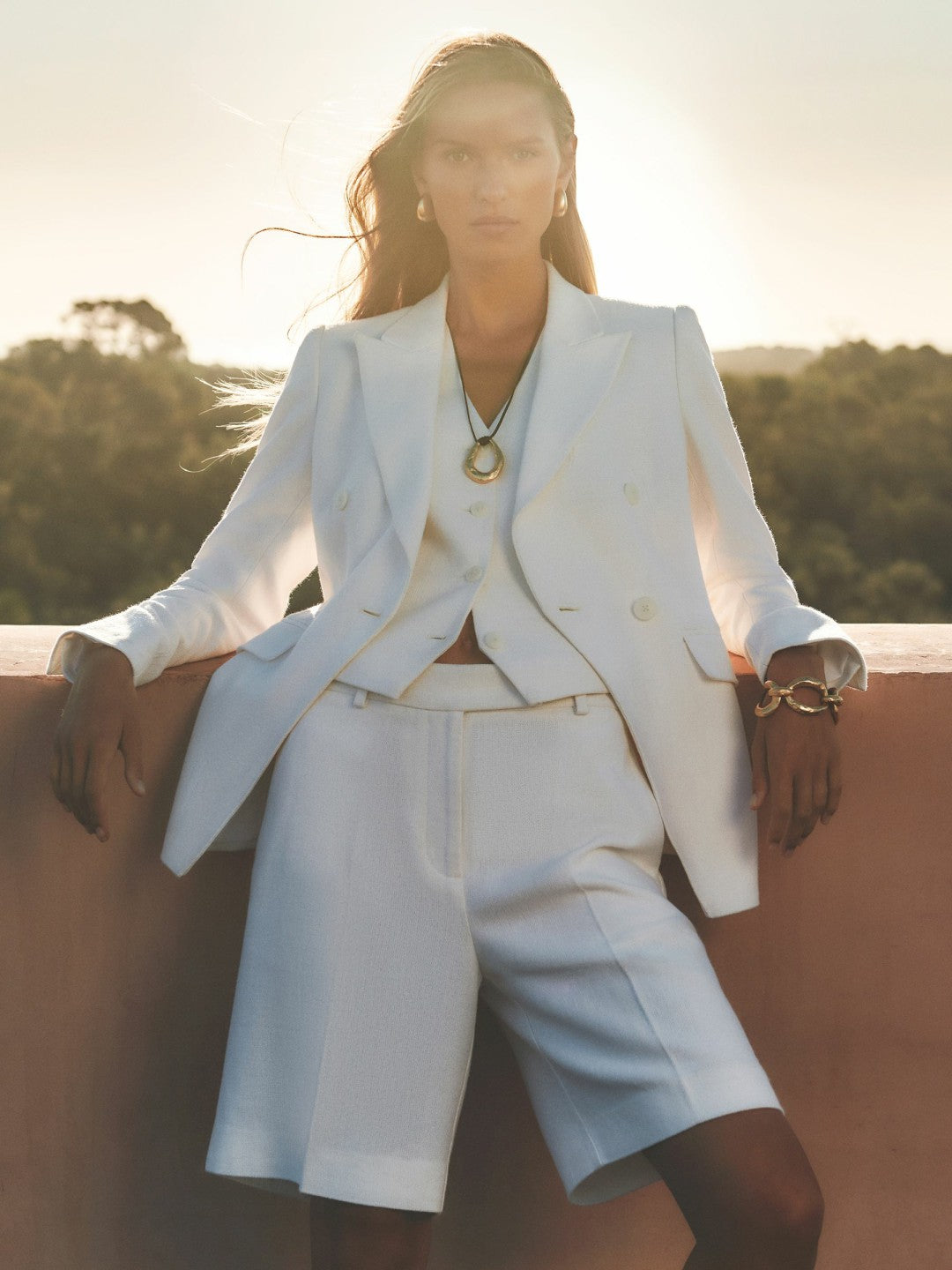 Reiss Linen-Blend Bermuda Shorts in White