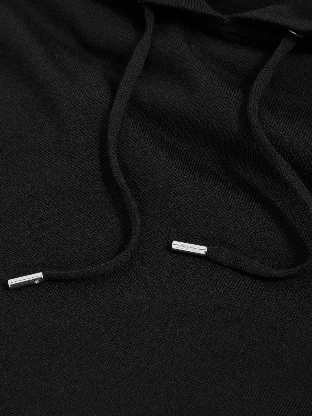 Reiss Merino Wool Drawstring Hoodie in Black