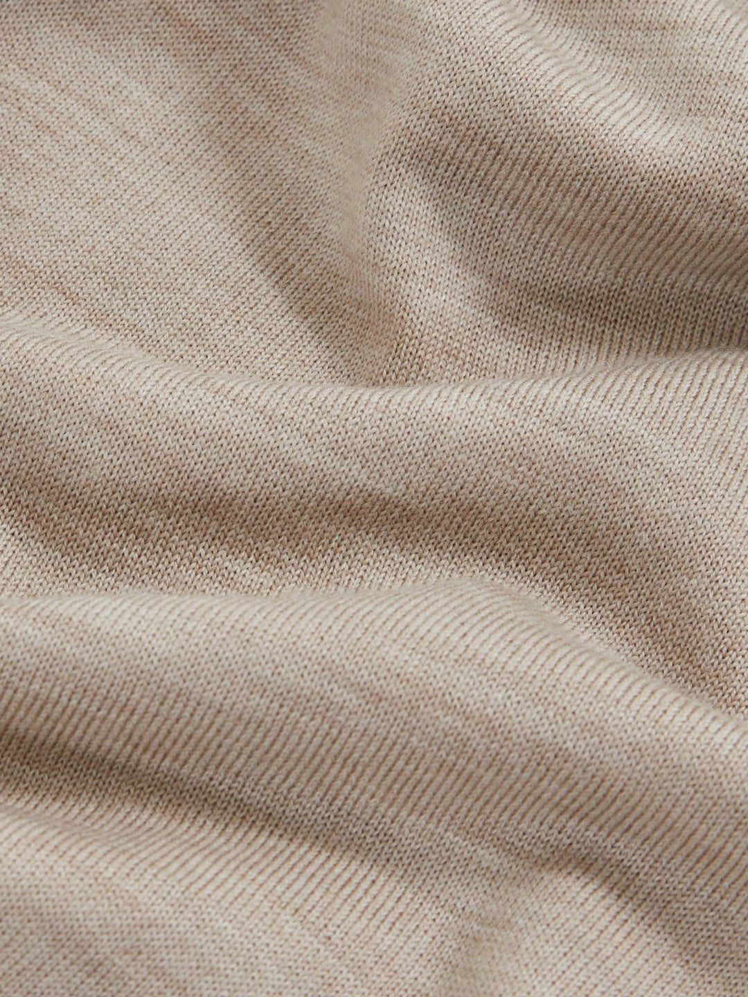 Reiss Merino Wool Open Collar Polo Shirt in Wheat Melange