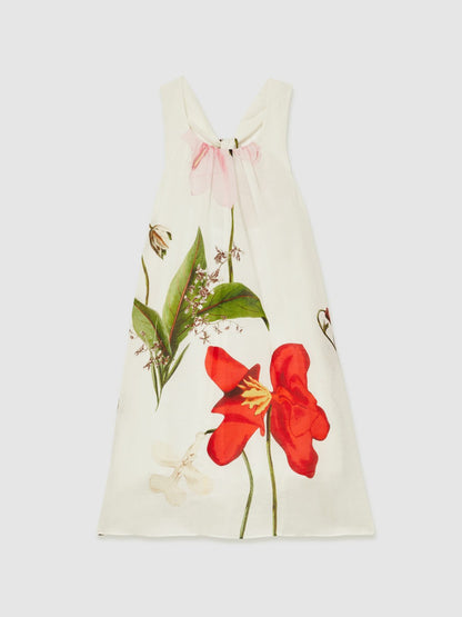 Reiss 4-9 yrs  | NYBG Floral Maxi Dress With Linen in Ivory