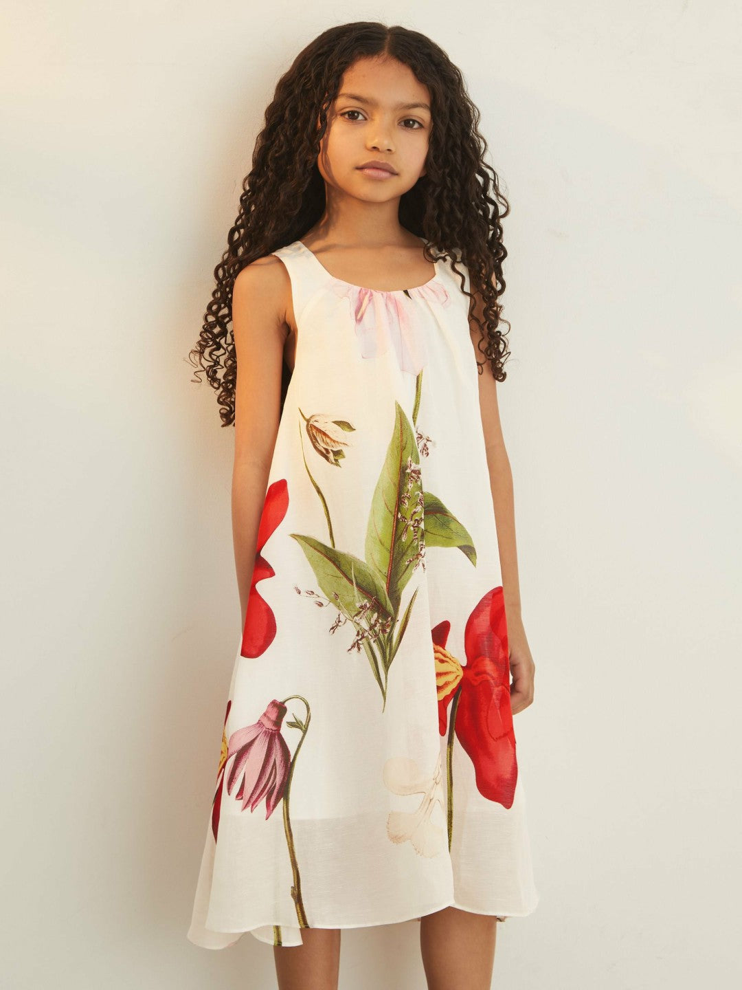 Reiss 4-9 yrs  | NYBG Floral Maxi Dress With Linen in Ivory
