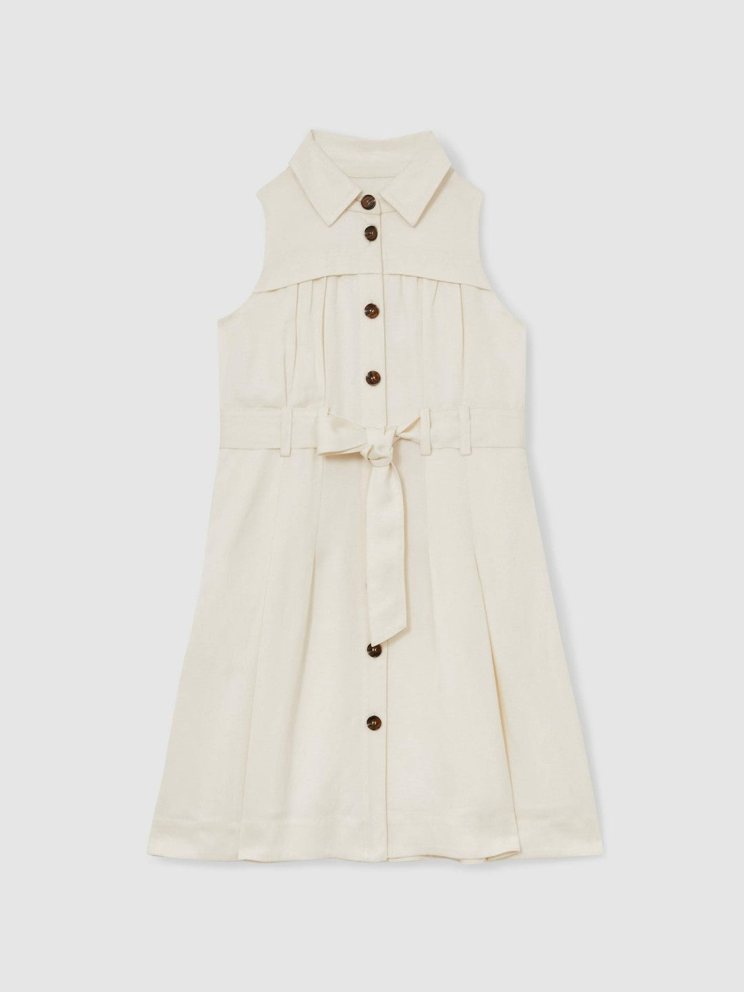Reiss 9-13 yrs Tie-Waist Collared Dress in Ivory
