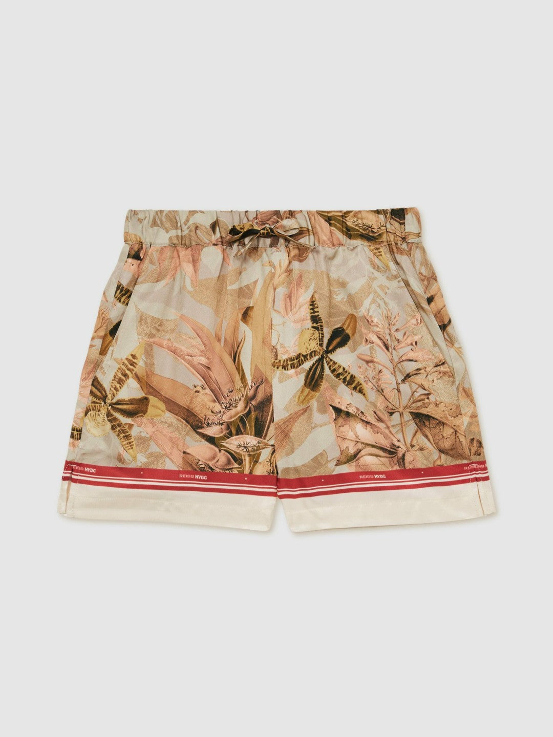 Reiss 9-13 yrs  | NYBG Satin Floral-Print Shorts in Khaki