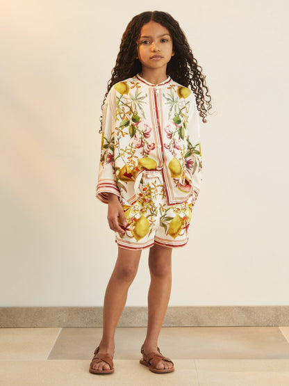 Reiss 13-14 yrs  | NYBG Satin Floral-Print Shorts in Ivory