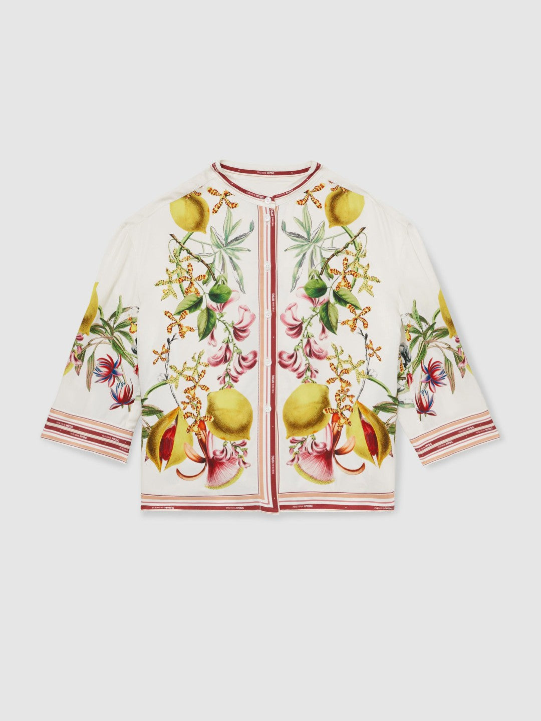 Reiss 13-14 yrs  | NYBG Satin Floral-Print Shirt in Ivory