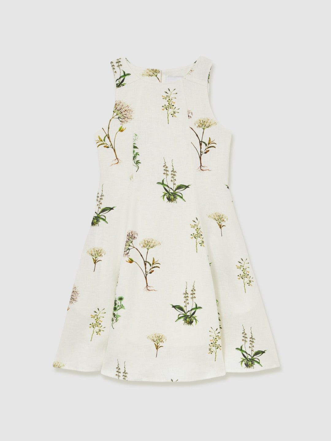 Reiss 13-14 yrs  | NYBG Linen Floral Flared Dress in Ivory