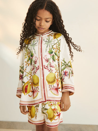Reiss 4-9 yrs  | NYBG Satin Floral-Print Shirt in Ivory