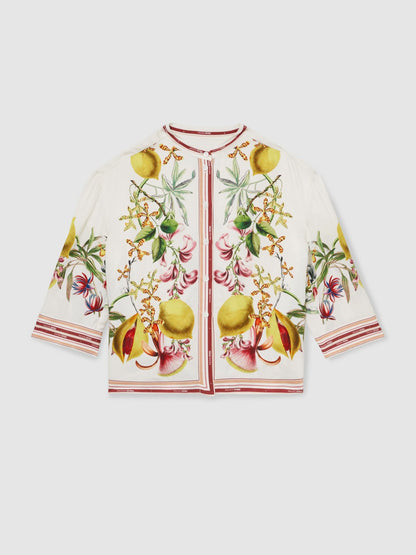 Reiss 4-9 yrs  | NYBG Satin Floral-Print Shirt in Ivory