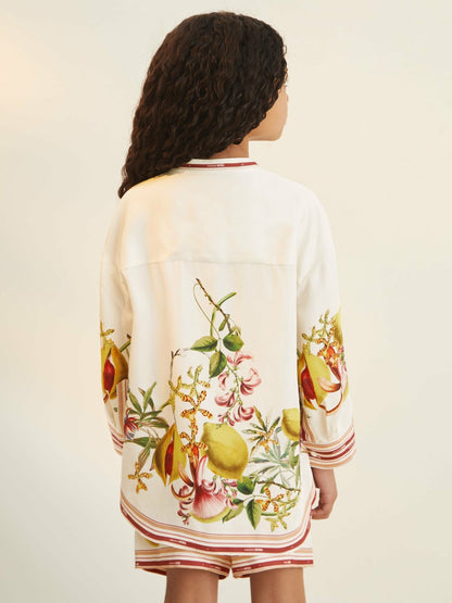 Reiss 4-9 yrs  | NYBG Satin Floral-Print Shirt in Ivory