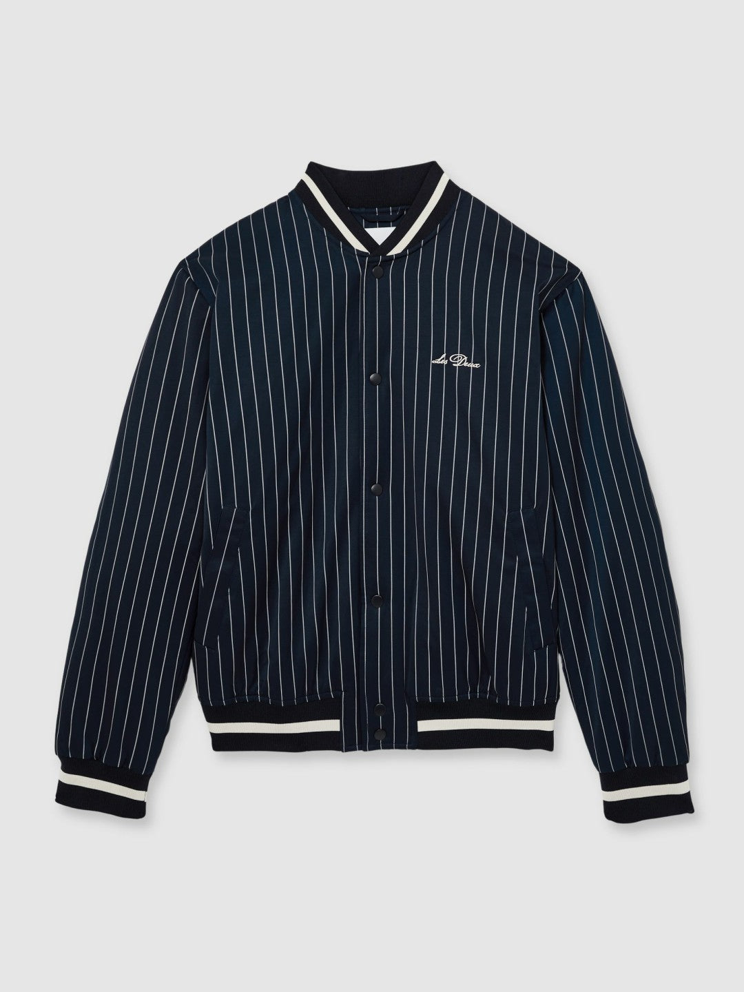 Reiss Les Deux Technical Varsity Jacket in Navy Stripe