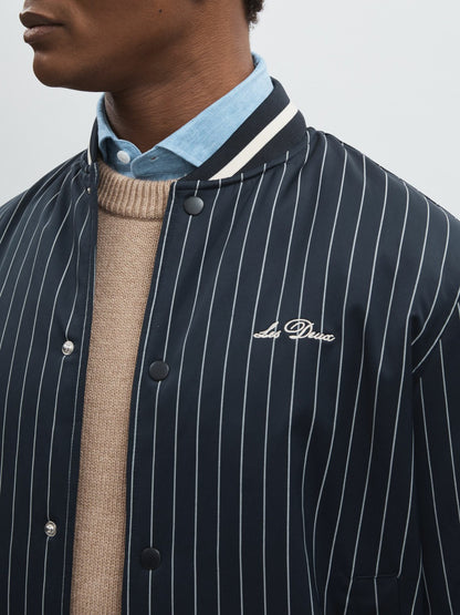 Reiss Les Deux Technical Varsity Jacket in Navy Stripe
