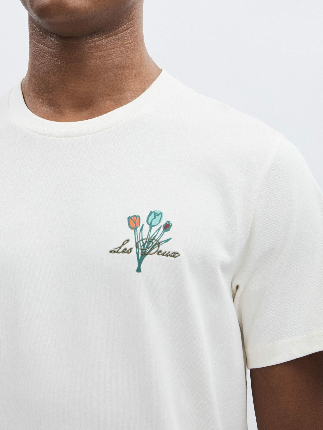Reiss Les Deux 100% Cotton Café Print T-Shirt in Ivory Print