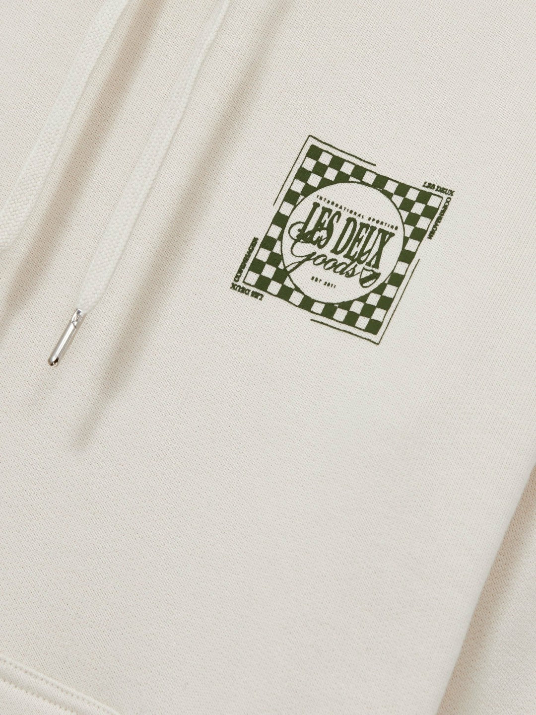 Reiss Les Deux 100% Cotton Goods Print Hoodie in Ivory/Green