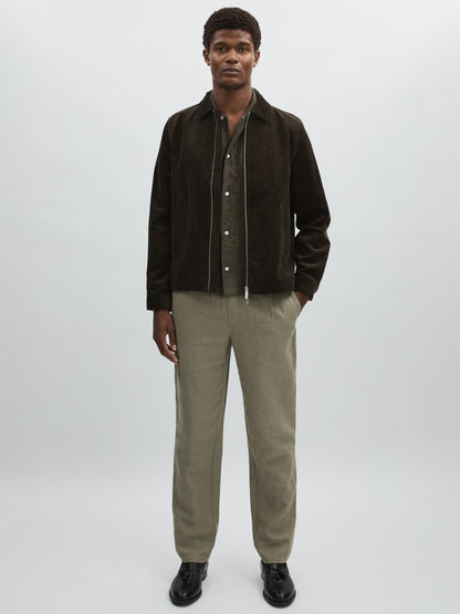 Reiss Les Deux Drawstring Trousers in Green/Ivory