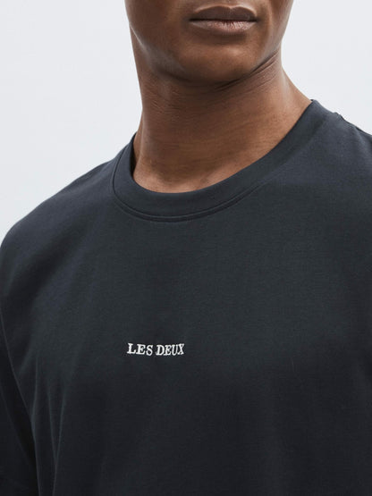 Reiss Les Deux Cotton Logo T-Shirt in Navy Blue