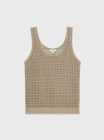 Reiss Linen Open Knit Vest in Stone