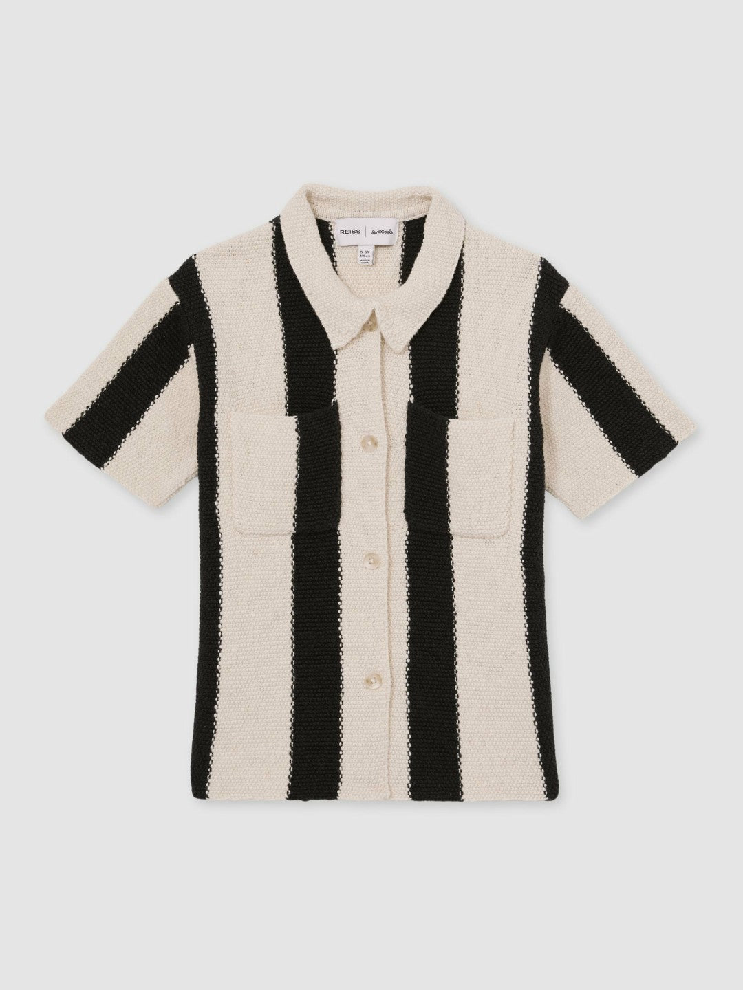 Reiss 9-13 yrs  | Les 100 Ciels Stripe Knit Shirt in Black