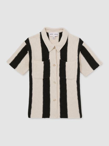 Reiss 9-13 yrs  | Les 100 Ciels Stripe Knit Shirt in Black