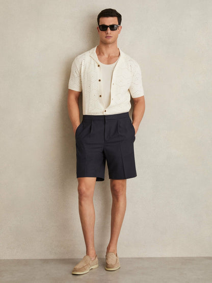 Reiss Relaxed Drawstring Shorts in Navy
