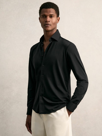 Reiss Long-Sleeve Travel Shirt in Black