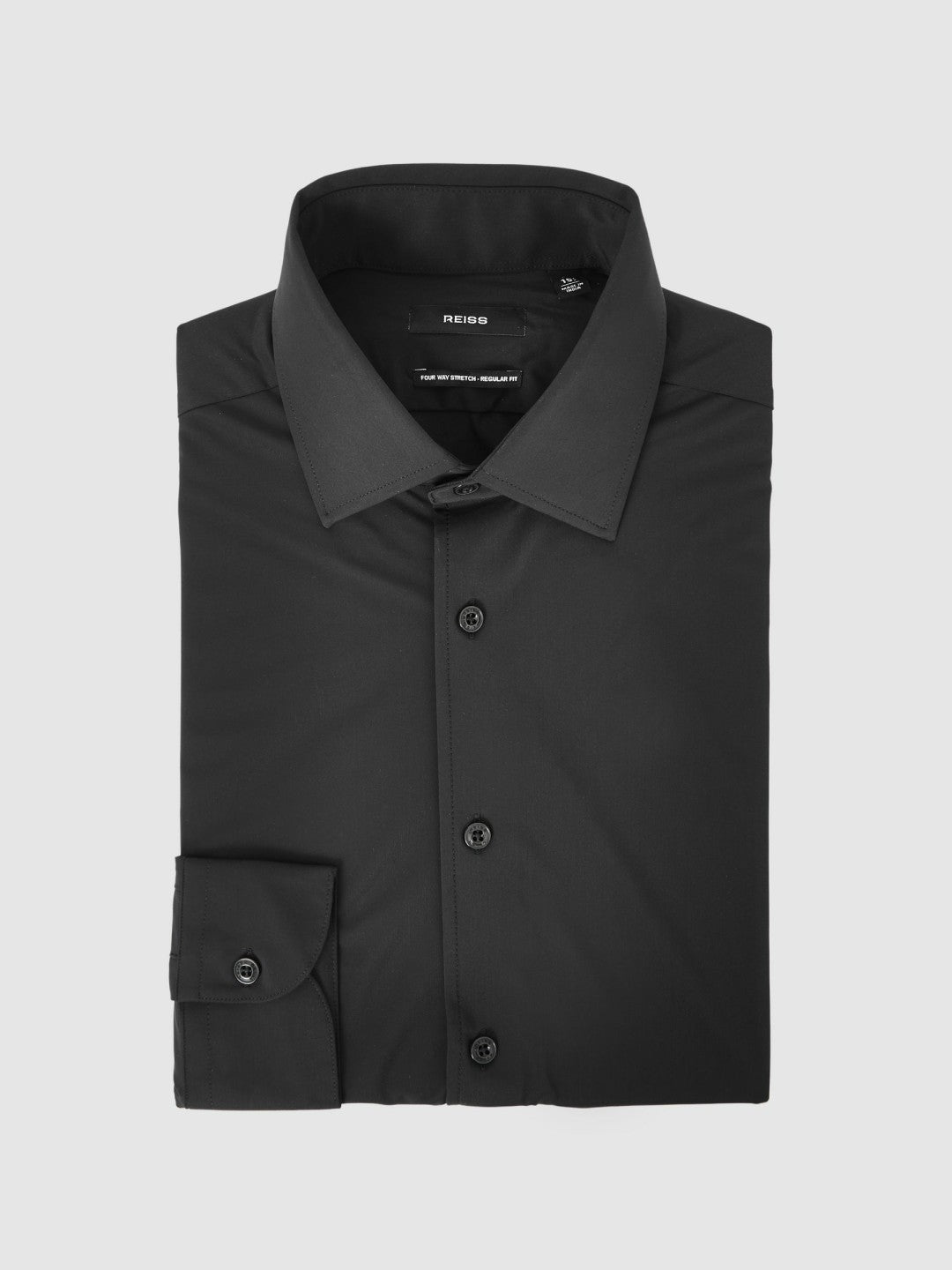 Reiss Long-Sleeve Travel Shirt in Black