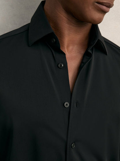 Reiss Long-Sleeve Travel Shirt in Black