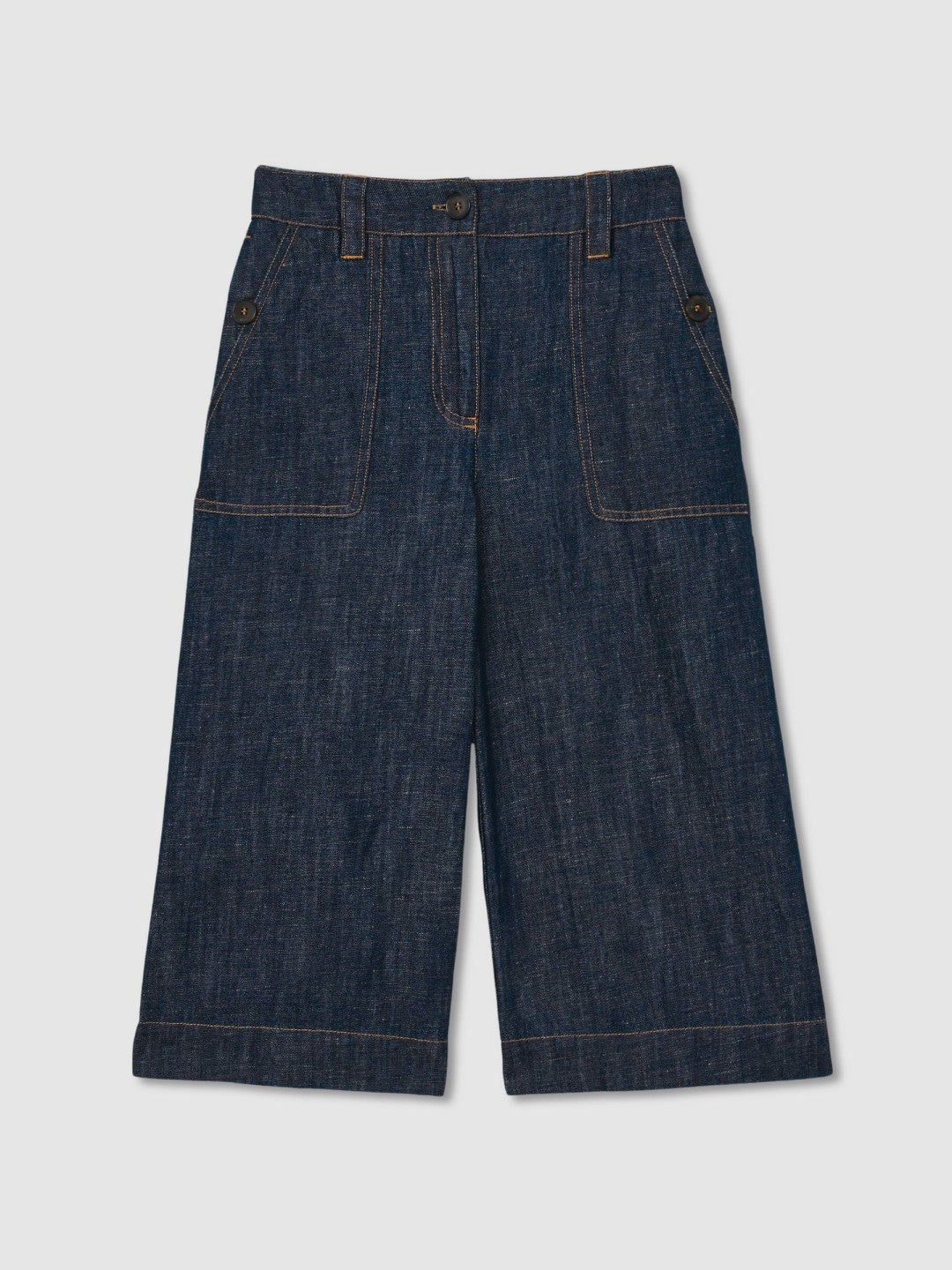 Reiss 4-9 yrs Cotton-Linen Wide Leg Trousers in Indigo