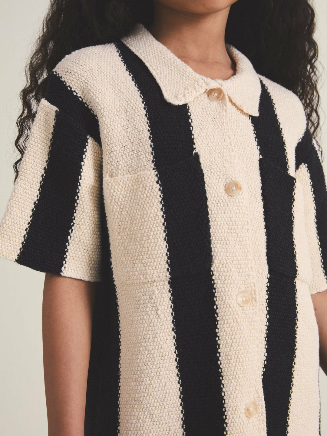 Reiss 13-14 yrs  | Les 100 Ciels Stripe Knit Shirt in Black