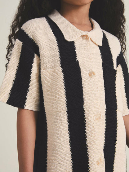 Reiss 13-14 yrs  | Les 100 Ciels Stripe Knit Shirt in Black