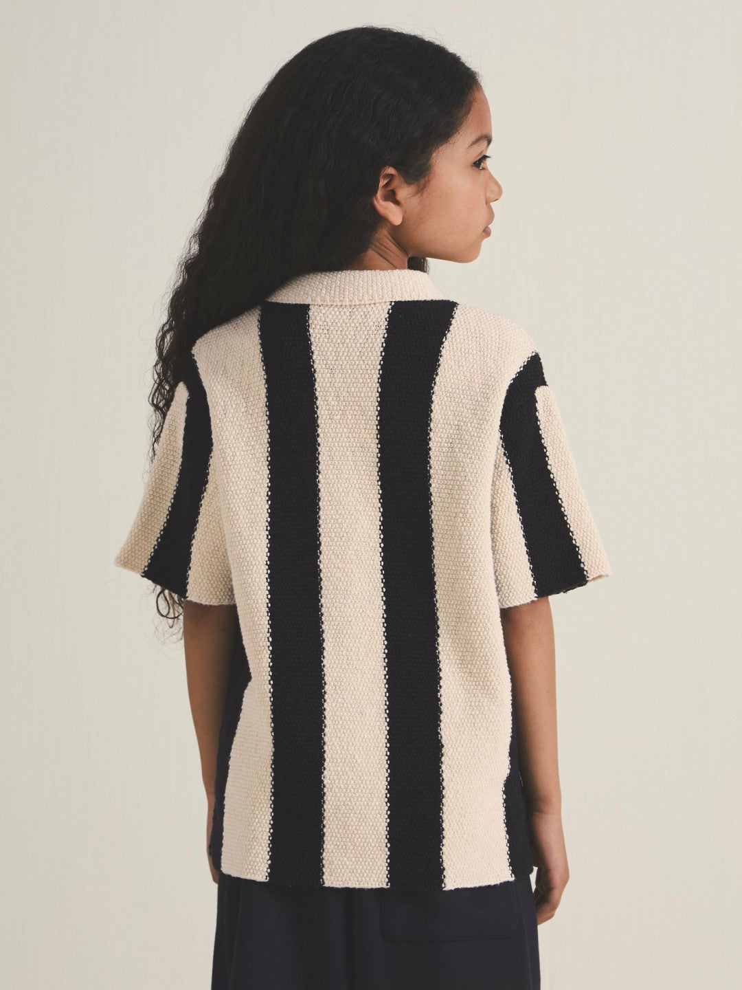 Reiss 13-14 yrs  | Les 100 Ciels Stripe Knit Shirt in Black