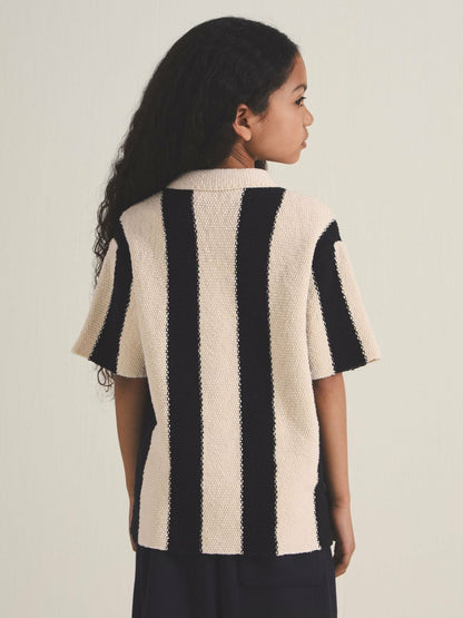 Reiss 13-14 yrs  | Les 100 Ciels Stripe Knit Shirt in Black