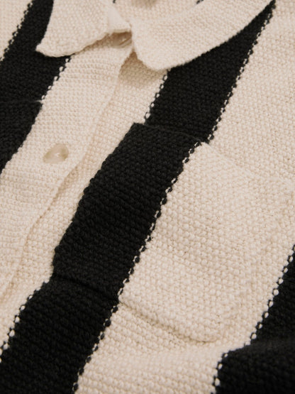 Reiss 13-14 yrs  | Les 100 Ciels Stripe Knit Shirt in Black