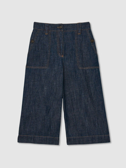 Reiss 13-14 yrs Cotton-Linen Wide Leg Trousers in Indigo