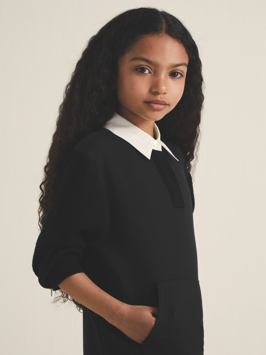 Reiss 9-13 yrs  | Les 100 Ciels Polo Sweatshirt in Black