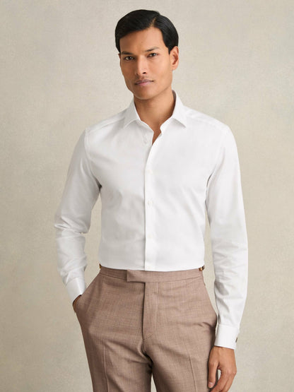 Reiss Slim Fit Slim-Fit Cotton-Sateen Shirt in White