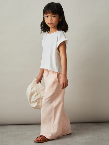 Reiss Cotton-Linen Drawstring Trousers in Pink